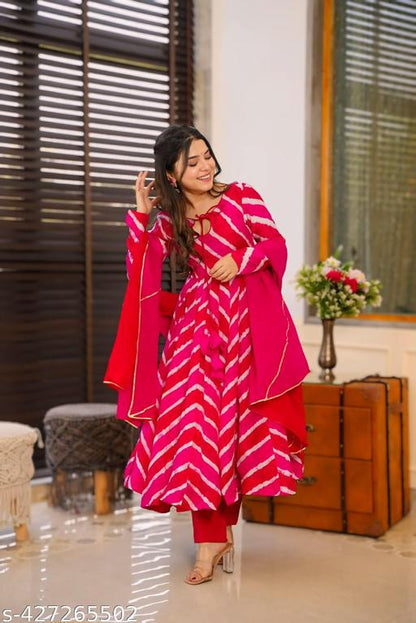 Muslin Chanderi Chinon Kurti Set