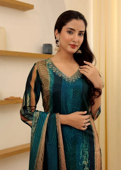 Aaliya Viscose Rayon Chanderi Kurti Set