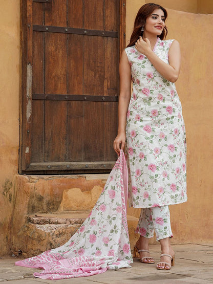 Damini Cotton Slub Chanderi Kurti Set