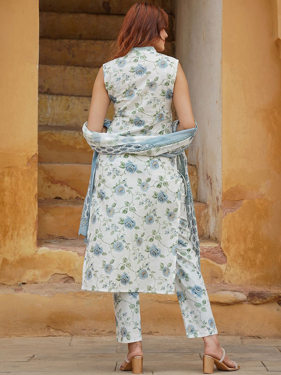 Damini Cotton Slub Chanderi Kurti Set