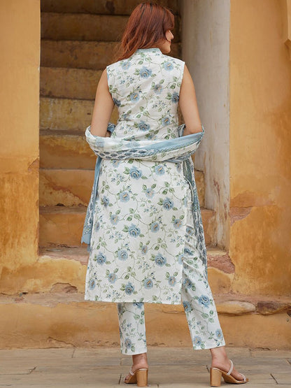 Damini Cotton Slub Chanderi Kurti Set