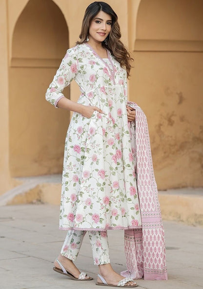 Kamini Cotton Slub Chanderi Kurti Set