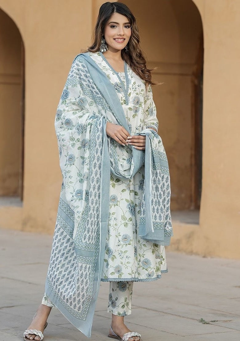 Kamini Cotton Slub Chanderi Kurti Set