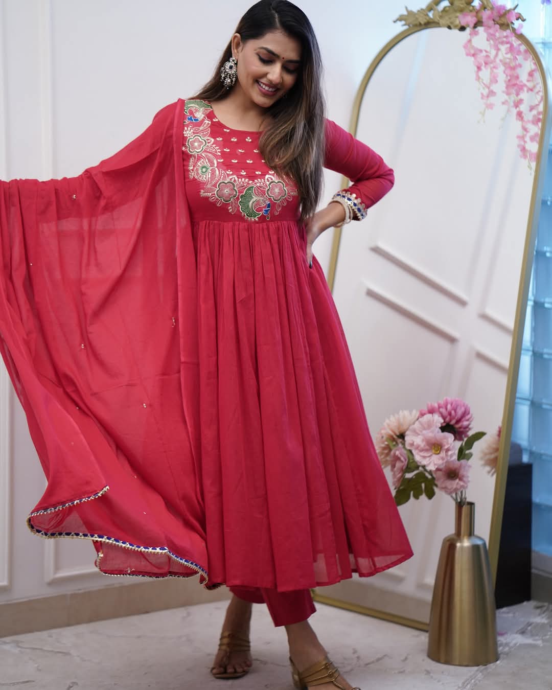 Morlo BSY Chinon Chanderi Kurti Set