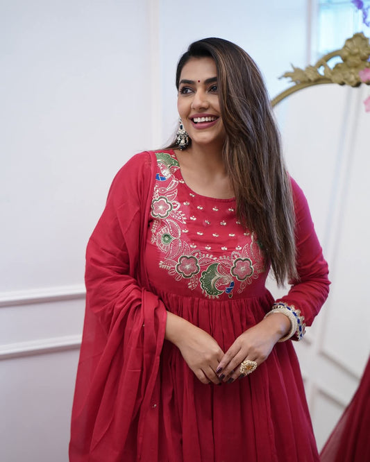 Morlo BSY Chinon Chanderi Kurti Set