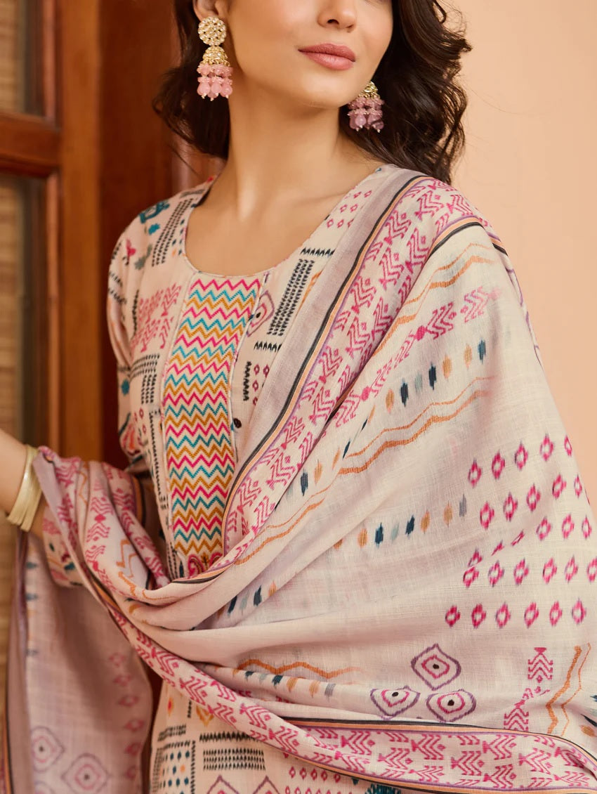 Reha Cotton Chanderi Kurti Set
