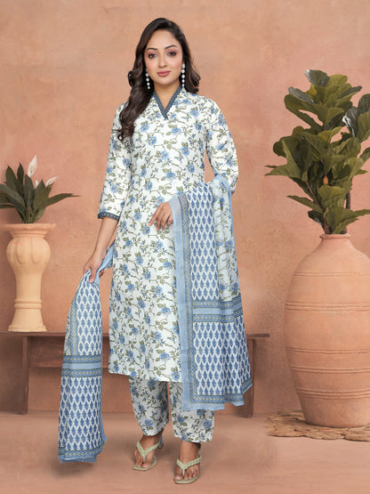 Sangini Cotton Slub Chanderi Kurti Set