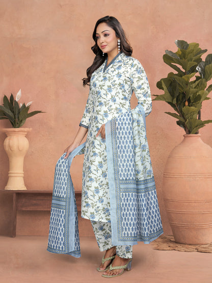 Sangini Cotton Slub Chanderi Kurti Set