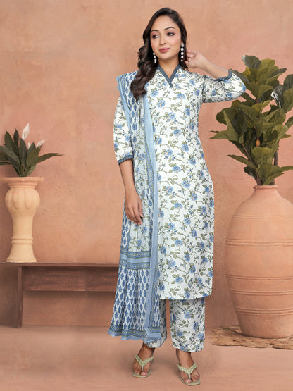 Sangini Cotton Slub Chanderi Kurti Set