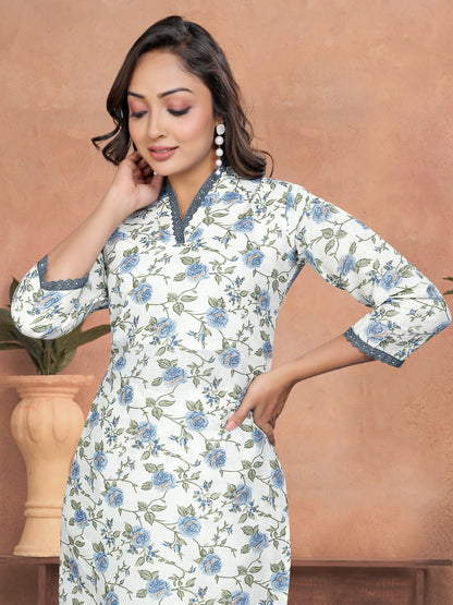 Sangini Cotton Slub Chanderi Kurti Set