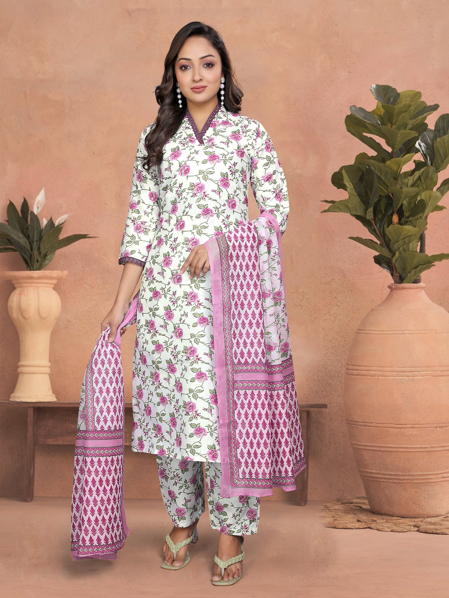 Sangini Cotton Slub Chanderi Kurti Set