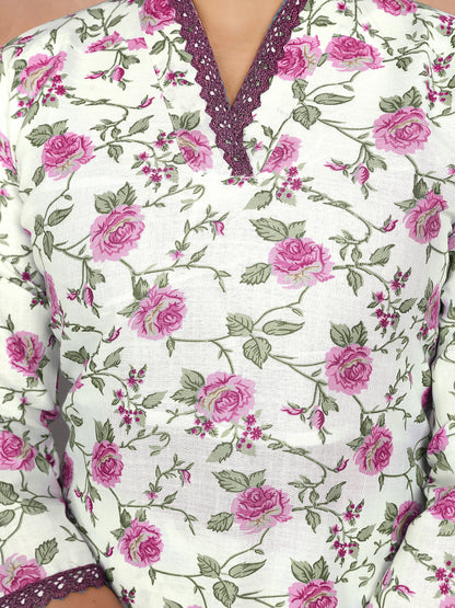 Sangini Cotton Slub Chanderi Kurti Set