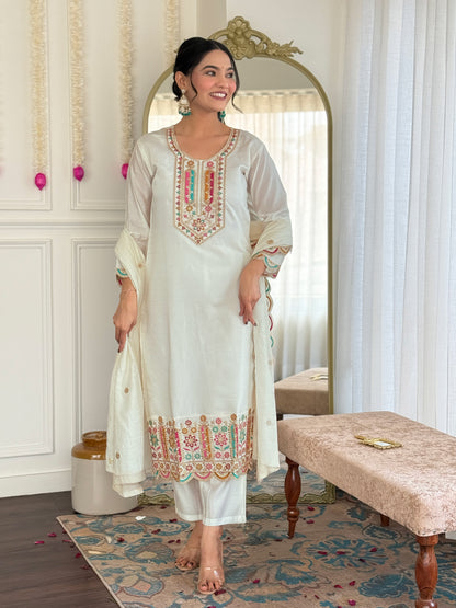 ANAMIKA Viscose Chanderi Chanderi Kurti Set