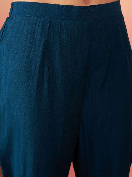 ANCHAL Viscose Chanderi Pure Organza Kurti Set