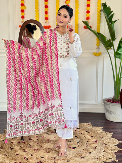 BHAKTI Viscose Chanderi Chanderi Kurti Set