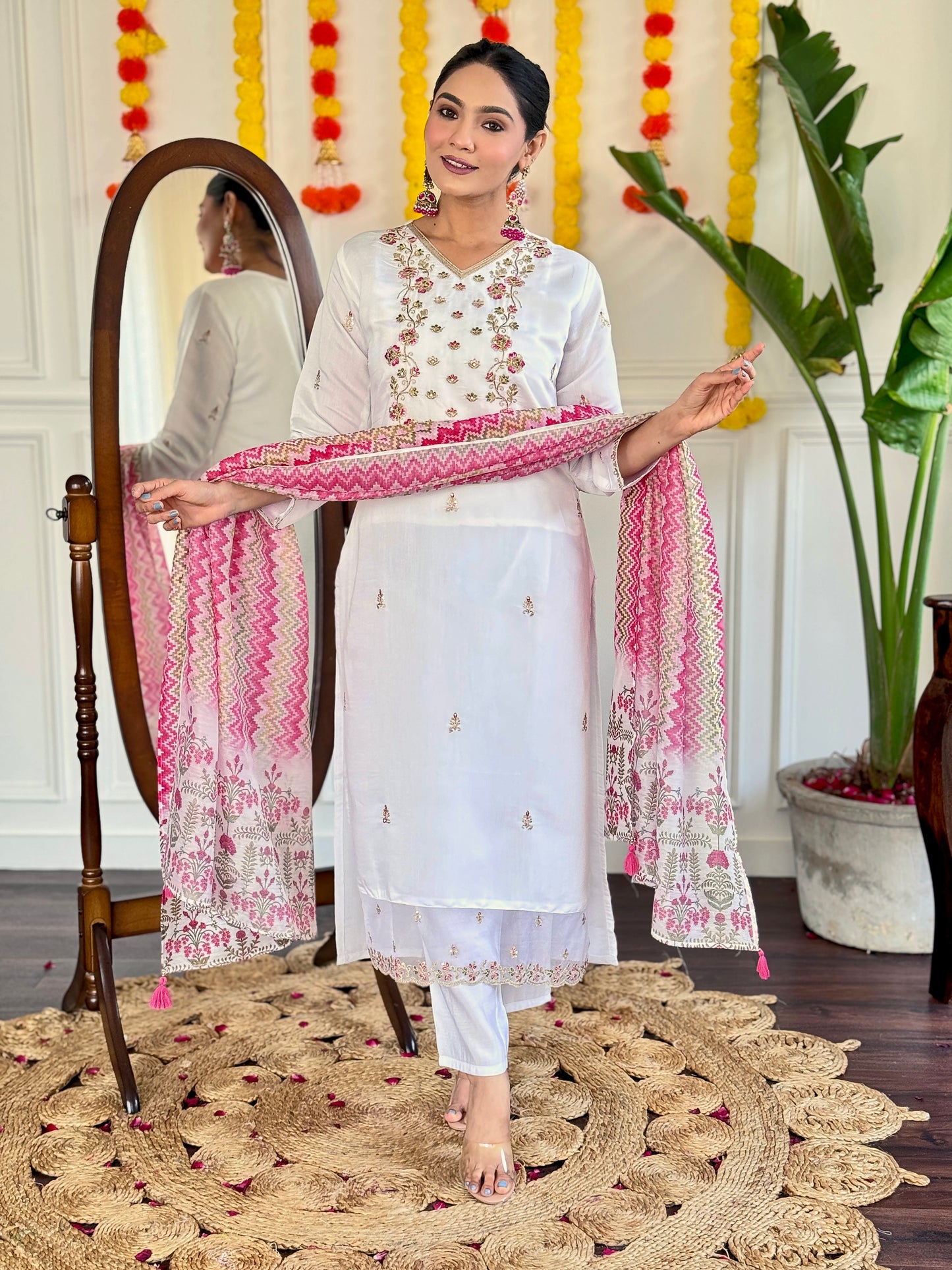 BHAKTI Viscose Chanderi Chanderi Kurti Set