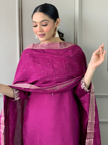 EMILY Viscose Chanderi Jacquard Kurti Set