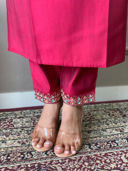 HAZEL Viscose Chanderi Natural Crepe Kurti Set