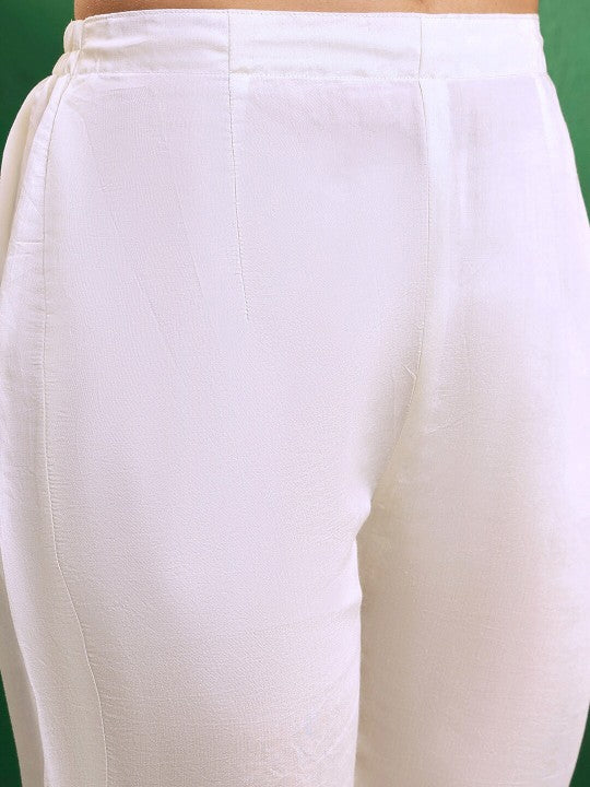 JANVI Schiffli Cotton Viscose Chanderi Kurti Set