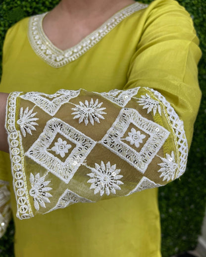 KAMYA Chanderi Organza Kurti Set