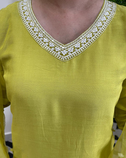 KAMYA Chanderi Organza Kurti Set