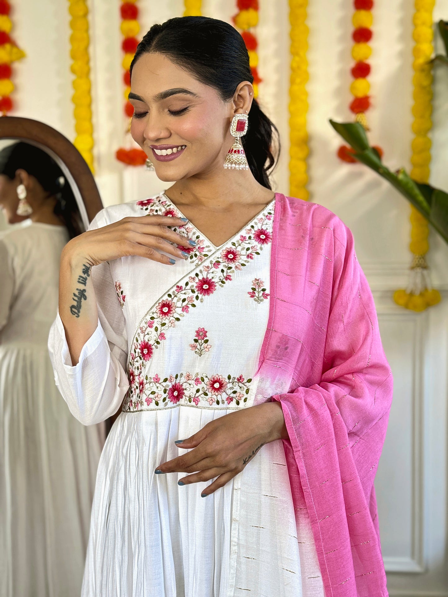 KANIKA Viscose Chanderi Jacquard Kurti Set