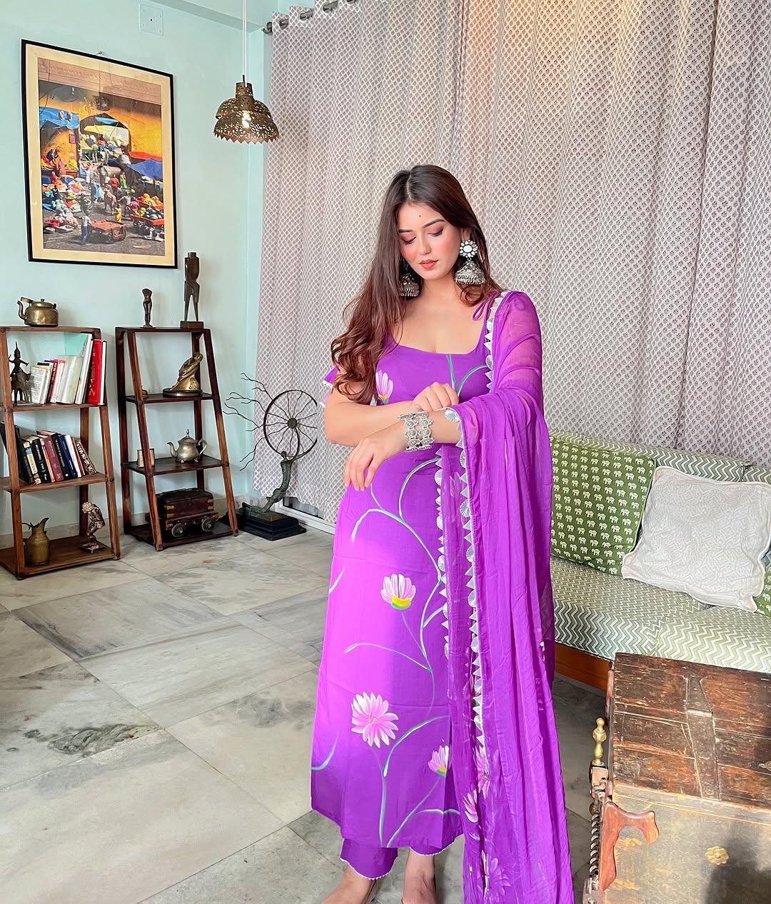 KAVERI Viscose French Crepe Georgette Kurti Set