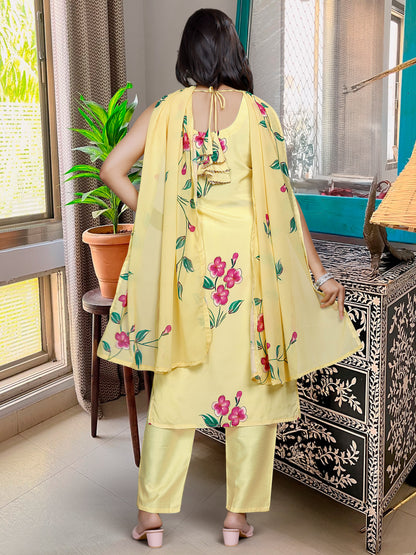 KAVERI Viscose French Crepe Georgette Kurti Set