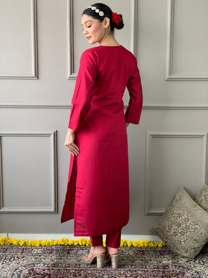 LEELA Viscose Chanderi Nylon Taby Kurti Set