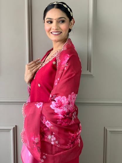 LEELA Viscose Chanderi Nylon Taby Kurti Set