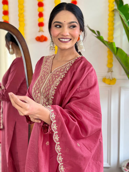 MADHAVI Viscose Chanderi Nylon Chanderi Kurti Set