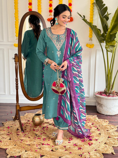 NAMRATA Viscose Chanderi Linen Kurti Set