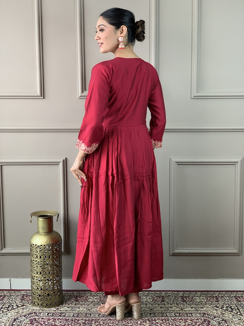 OLIVIA Viscose Chanderi Organza Kurti Set