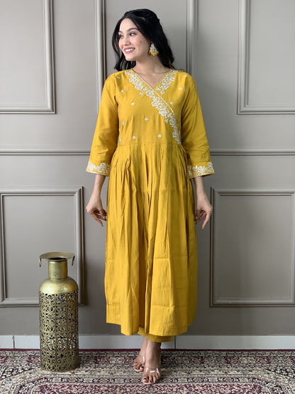 OLIVIA Viscose Chanderi Organza Kurti Set