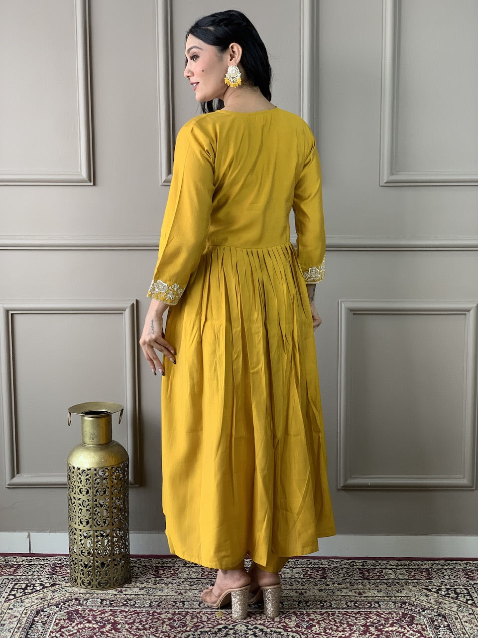 OLIVIA Viscose Chanderi Organza Kurti Set