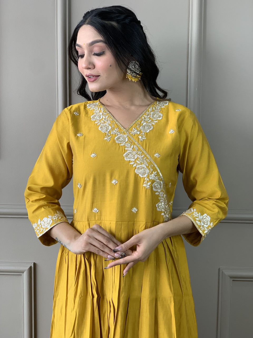 OLIVIA Viscose Chanderi Organza Kurti Set
