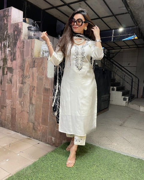 RESHMA Viscose Blend Reyon Nylon Taby Organza Kurti Set