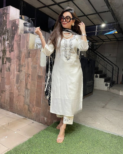 RESHMA Viscose Blend Reyon Nylon Taby Organza Kurti Set