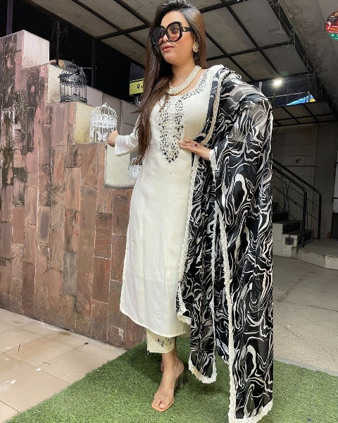 RESHMA Viscose Blend Reyon Nylon Taby Organza Kurti Set