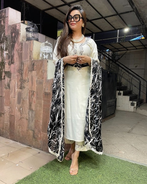 RESHMA Viscose Blend Reyon Nylon Taby Organza Kurti Set