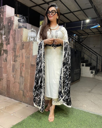 RESHMA Viscose Blend Reyon Nylon Taby Organza Kurti Set