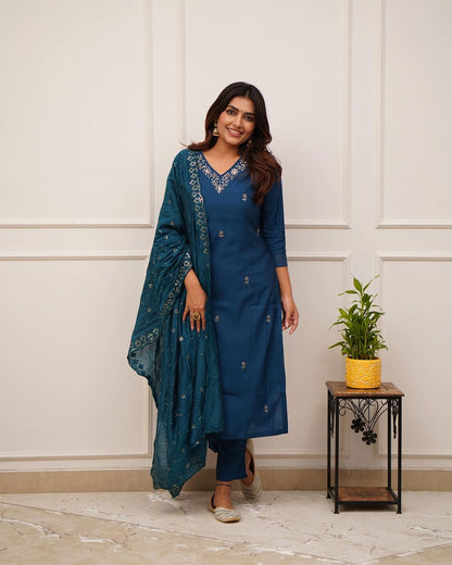 ZARNA Viscose Chanderi Chanderi Kurti Set