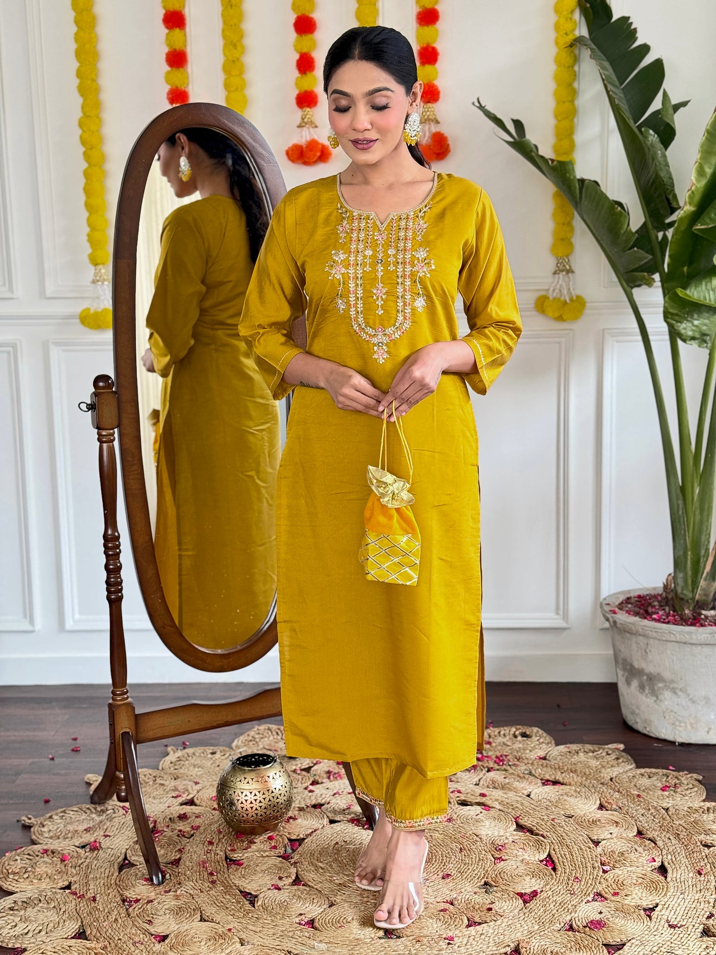 ZIA Viscose Chanderi Pure Linen Kurti Set