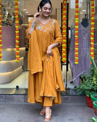ANIKA Viscose Chanderi Chanderi Kurti Set