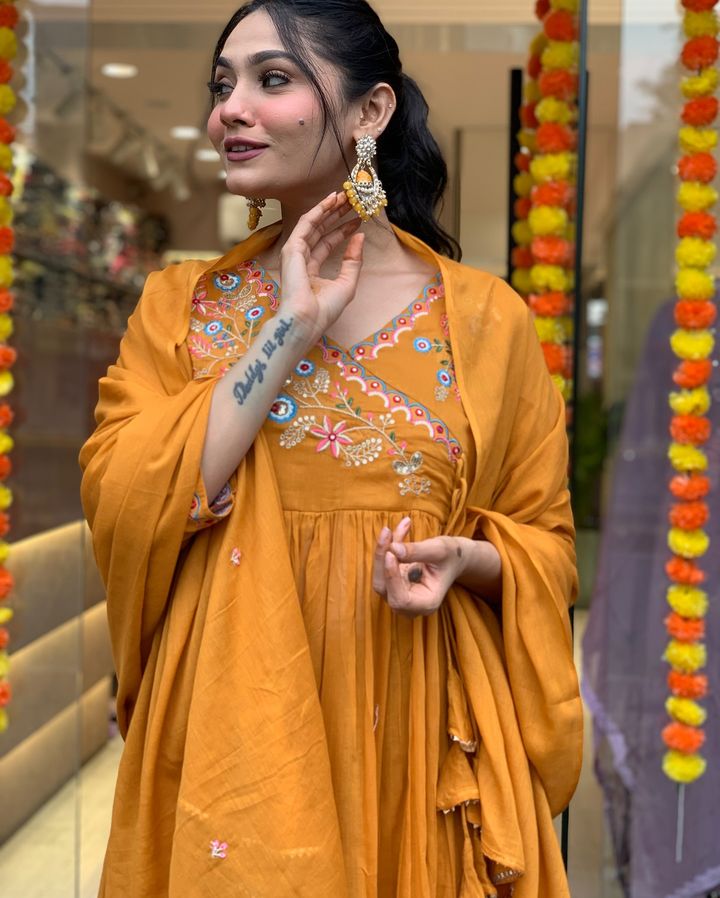 ANIKA Viscose Chanderi Chanderi Kurti Set