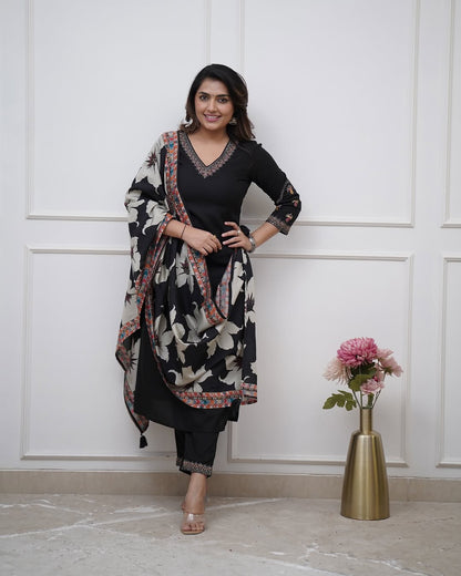 BLACK BERRY Viscose Silk Chinon Kurti Set