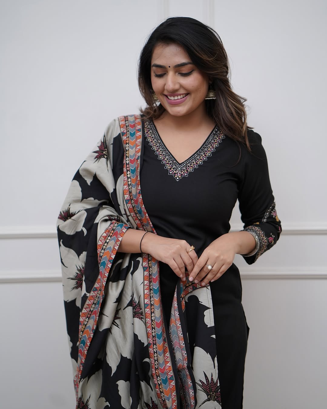 BLACK BERRY Viscose Silk Chinon Kurti Set