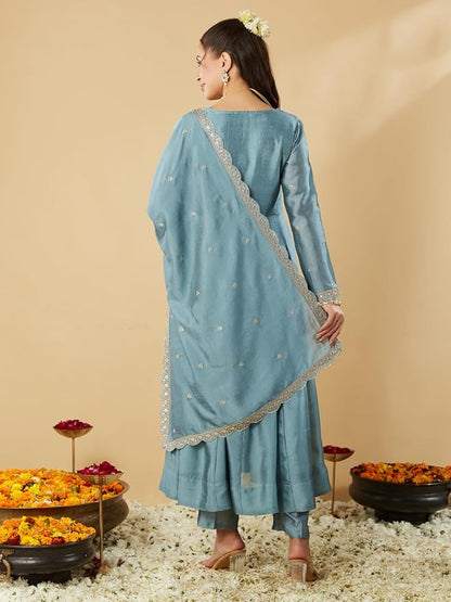 MUSKAN Vichitra Silk Vichitra Kurti Set
