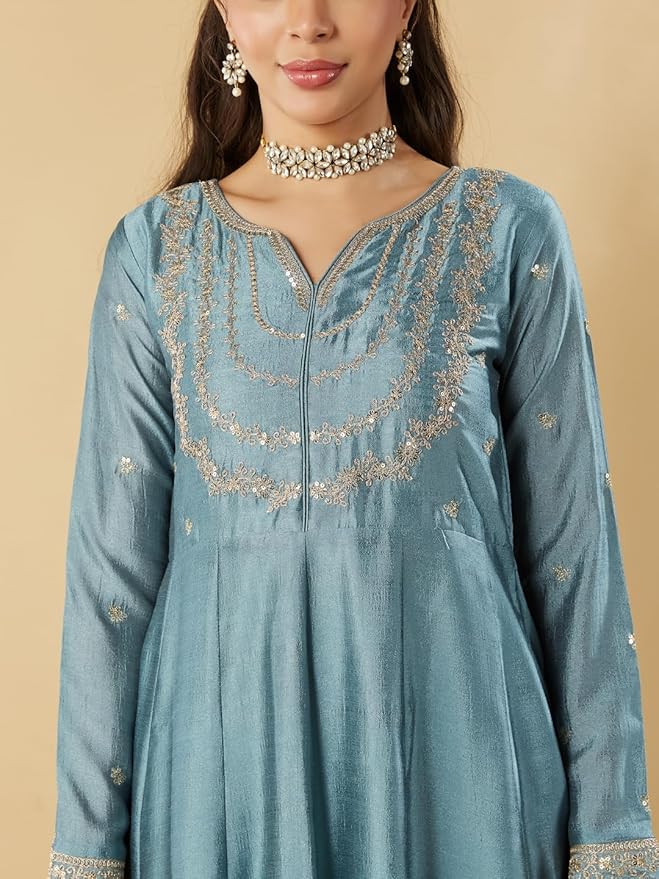 MUSKAN Vichitra Silk Vichitra Kurti Set
