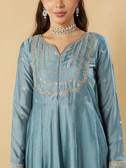 MUSKAN Vichitra Silk Vichitra Kurti Set